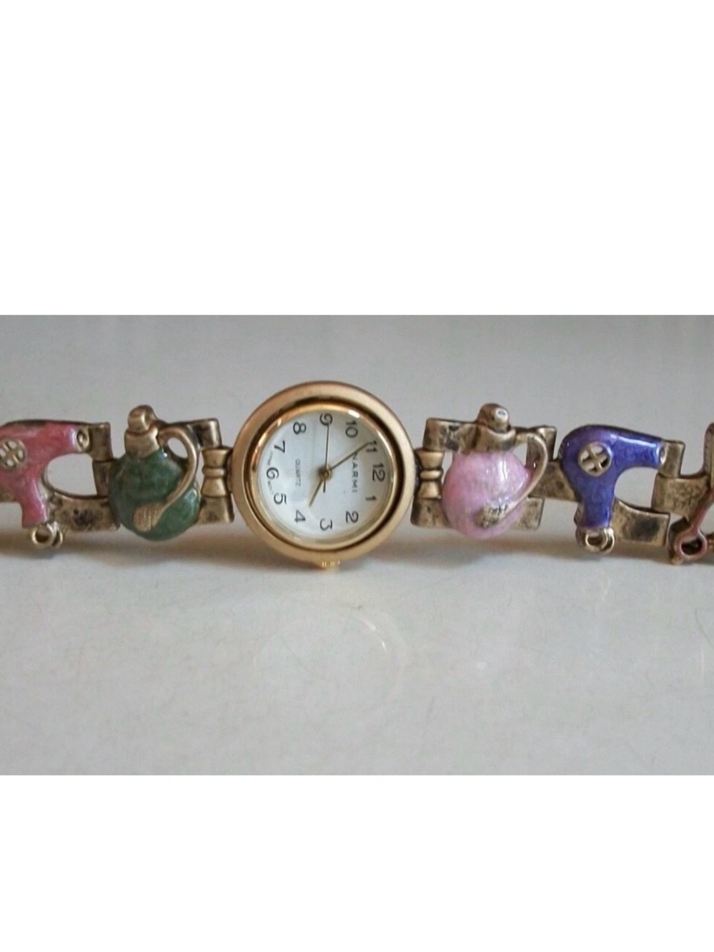 Women hair dresser style number dial fashion cute watch